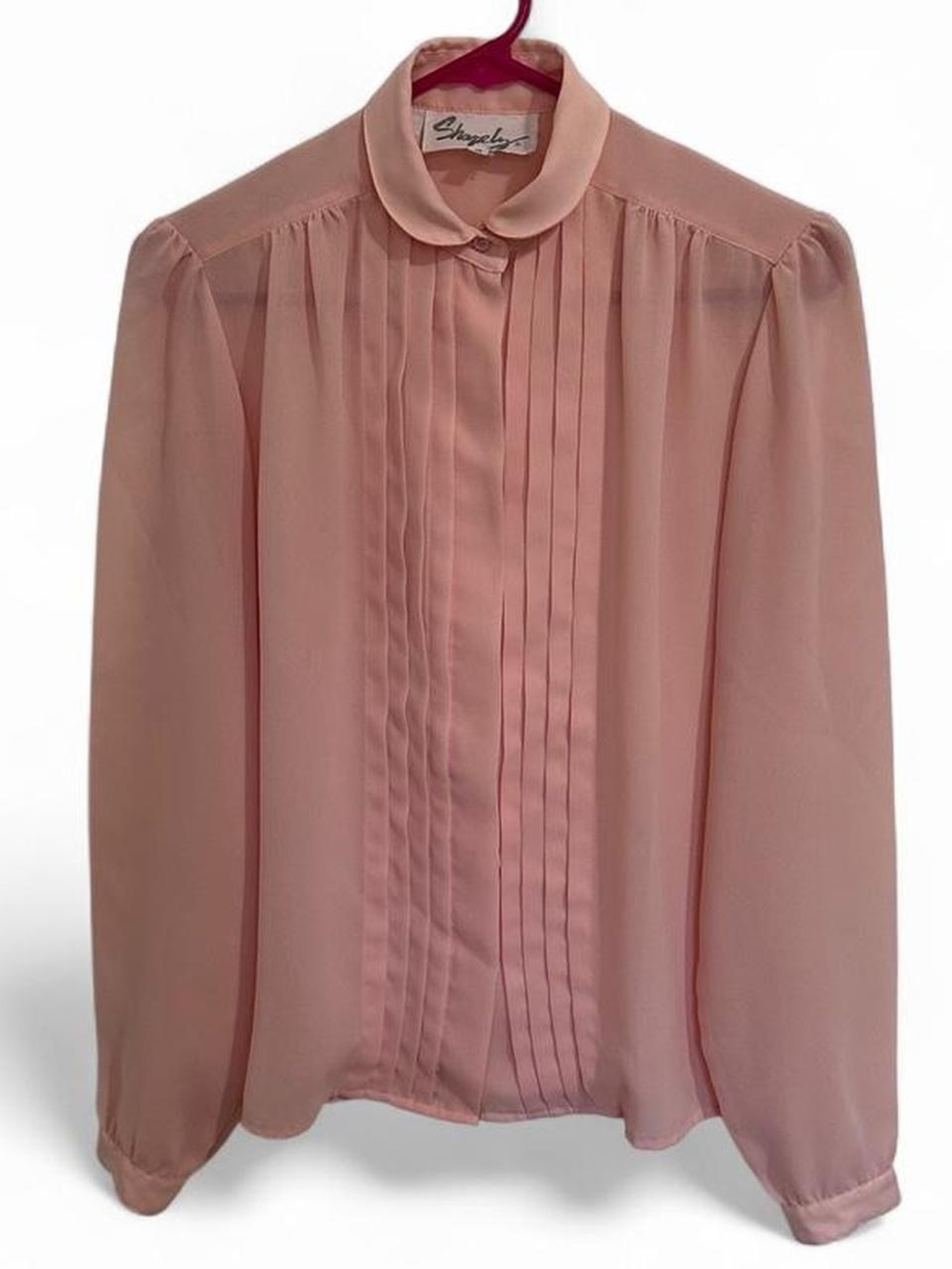 Vintage Sheer Soft Pink Pleated Women's Top Size 10